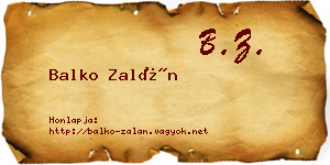 Balko Zalán névjegykártya